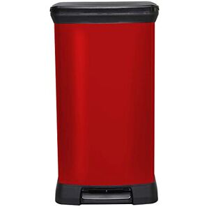 Curver Metal Effect 70% Recycled Kitchen Pedal Touch Deco Bin 50 Litres - Red Curver Metal Effect 70% Recycled Kitchen Pedal Touch Deco Bin 50 Litres - Red