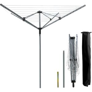 Caprican 50M 4 Arm Powder Coated Rotary Clothes Airer with Ground Spike & Cover Caprican 50M 4 Arm Powder Coated Rotary Clothes Airer with Ground Spike & Cover