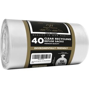 H Haya Home Haya Home 100L 40 Large Clear recycling bags Transparent Recycling Bin Bags, Rub H Haya Home Haya Home 100L 40 Large Clear recycling bags Transparent Recycling Bin Bags, Rub