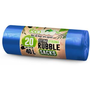 EcoBag - 20 Pack Blue Rubble Bags - 40L - 100 Microns - Recyclable Heavy Duty Bin Bags EcoBag - 20 Pack Blue Rubble Bags - 40L - 100 Microns - Recyclable Heavy Duty Bin Bags