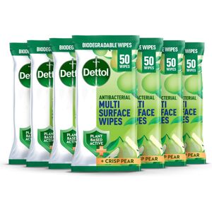 Dettol Tru Clean Antibacterial Multi Surface Wipes Crisp Pear, 50 Wipes, Pack of 7, Tot Dettol Tru Clean Antibacterial Multi Surface Wipes Crisp Pear, 50 Wipes, Pack of 7, Tot