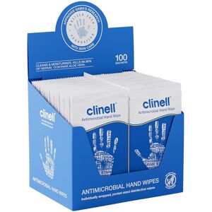 Clinell Antimicrobial Hand Wipes - Pack of 100 Individually Wrapped Sachets - Sa Clinell Antimicrobial Hand Wipes - Pack of 100 Individually Wrapped Sachets - Sa