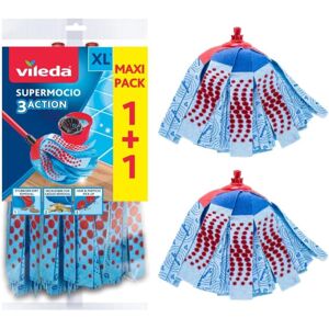 Vileda SuperMocio 3Action XL Mop Refill, Pack of 2 SuperMocio 3 Action Mop Head Vileda SuperMocio 3Action XL Mop Refill, Pack of 2 SuperMocio 3 Action Mop Head