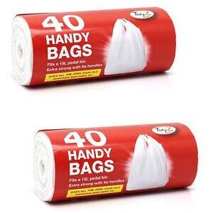 Tidyz 2 Packs Of 40 Handy Bags - Carrier Bags - Fits 15L Pedal Bin - Extra Stron Tidyz 2 Packs Of 40 Handy Bags - Carrier Bags - Fits 15L Pedal Bin - Extra Stron