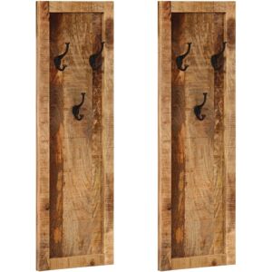 vidaXL Wall-mounted Coat Racks 2 pcs with 3 Hooks Coat Hook Solid Wood Mango vidaXL Wall-mounted Coat Racks 2 pcs with 3 Hooks Coat Hook Solid Wood Mango