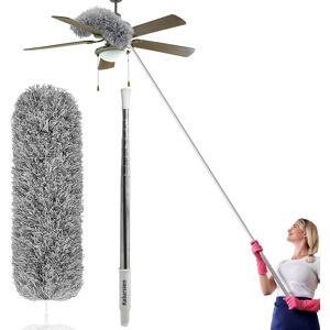 Kelursien Feather Duster Extendable with Stainless Steel Extension Pole, 100 Inches Extra Kelursien Feather Duster Extendable with Stainless Steel Extension Pole, 100 Inches Extra