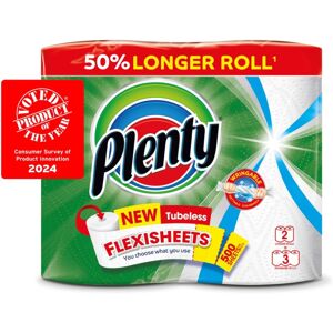 Plenty - Flexi-Sized Sheets - Longer Lasting - 2 Rolls - Kitchen Towel Plenty - Flexi-Sized Sheets - Longer Lasting - 2 Rolls - Kitchen Towel