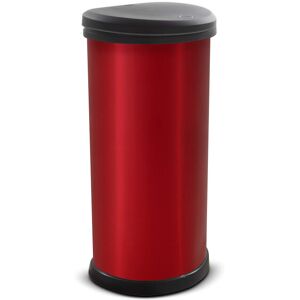 Curver Metal Effect 70% Recycled Kitchen Accessories One Touch Deco Bin, Red, 40 Litre Curver Metal Effect 70% Recycled Kitchen Accessories One Touch Deco Bin, Red, 40 Litre