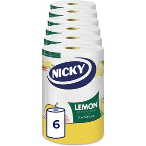 Nicky Lemon Kitchen Towel - Pack of 6 Rolls, 150 2-Ply Sheets per Roll, Absorbent, Eas Nicky Lemon Kitchen Towel - Pack of 6 Rolls, 150 2-Ply Sheets per Roll, Absorbent, Eas