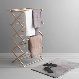 HOMION (4 Tier) Bamboo Wood Folding Clothes Drying Rack Airer New HOMION (4 Tier) Bamboo Wood Folding Clothes Drying Rack Airer New
