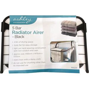 Ashley Housewares Black 5 Bar Airer Clothes Drying Rack For Radiators Ashley Housewares Black 5 Bar Airer Clothes Drying Rack For Radiators