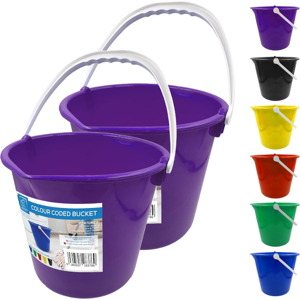 The Dustpan & Brush Store Plastic Bucket Handle 7.5L Bin Heavy Duty Water Cleaning Bath Purple The Dustpan & Brush Store Plastic Bucket Handle 7.5L Bin Heavy Duty Water Cleaning Bath Purple