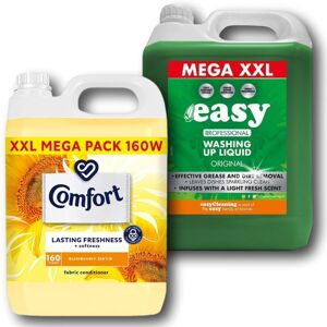 Comfort Sunshiny Fabric Conditioner 160w & Easy Washing Up Liquid 5L Cleaning Bu Comfort Sunshiny Fabric Conditioner 160w & Easy Washing Up Liquid 5L Cleaning Bu