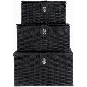 (Black) MantraRaj Woven Resin Wicker Hamper Basket Set Of 3 Storage Baskets Hamp (Black) MantraRaj Woven Resin Wicker Hamper Basket Set Of 3 Storage Baskets Hamp