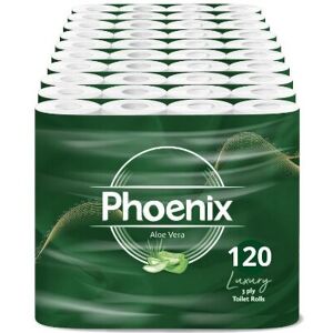 Phoenix 120 Rolls Aloe Vera Scented 3-Ply Toilet Paper Mega Pack - Quilted, UK Made, Eco Phoenix 120 Rolls Aloe Vera Scented 3-Ply Toilet Paper Mega Pack - Quilted, UK Made, Eco