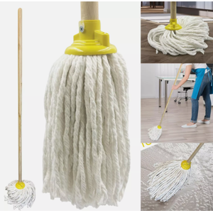 The Dustpan & Brush Store Cotton Floor Mop Head with Handle String Kitchen Absorbent Heavy Duty The Dustpan & Brush Store Cotton Floor Mop Head with Handle String Kitchen Absorbent Heavy Duty