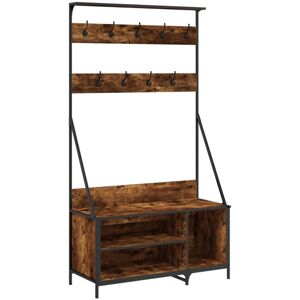 (smoked oak) vidaXL Clothes Rack with Shoe Storage Garment Rack Clothes Rail Smo (smoked oak) vidaXL Clothes Rack with Shoe Storage Garment Rack Clothes Rail Smo