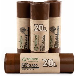 Relevo 100% Recycled Bin Liners, Heavy Duty 20L, 60 Bin Bags Relevo 100% Recycled Bin Liners, Heavy Duty 20L, 60 Bin Bags