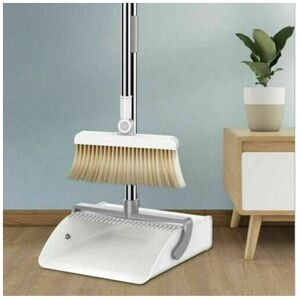 MDSRJONE Buckle Long-Handled Dustpan & Brush Set — Stainless Steel Handle, Soft Bristles, MDSRJONE Buckle Long-Handled Dustpan & Brush Set — Stainless Steel Handle, Soft Bristles,