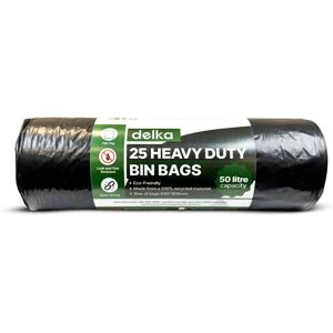 (50 L, 1 count (Pack of 25)) Delka Heavy Duty Black Bin Bags (50 L, 1 count (Pack of 25)) Delka Heavy Duty Black Bin Bags
