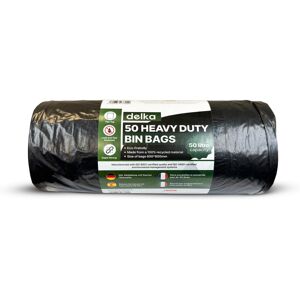 Delka Heavy Duty Black Bin Bags - 50 L, Pack of 50 Delka Heavy Duty Black Bin Bags - 50 L, Pack of 50