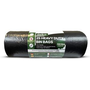 Delka Heavy Duty Black Bin Bags - Extra Strong, Leak-Proof Plastic Liners - 100L - 25 Pack Delka Heavy Duty Black Bin Bags - Extra Strong, Leak-Proof Plastic Liners - 100L - 25 Pack