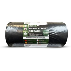 (100 L, 1 count (Pack of 50)) Delka Heavy Duty Black Bin Bags (100 L, 1 count (Pack of 50)) Delka Heavy Duty Black Bin Bags
