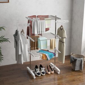 HOMCOM 3 Layer Folding Cloth Hanger Stand Towel Hanging Dryer Rack Holding Airer HOMCOM 3 Layer Folding Cloth Hanger Stand Towel Hanging Dryer Rack Holding Airer