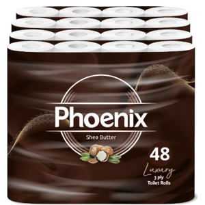 48 Rolls Phoenix Shea Butter Fragranced Luxury Toilet Rolls 3 Ply 48 Rolls Phoenix Shea Butter Fragranced Luxury Toilet Rolls 3 Ply