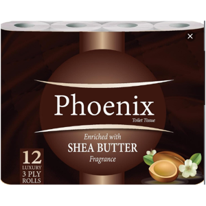 Phoenix 12 Rolls Shea Butter 3 Ply Quilted Toilet Paper Phoenix 12 Rolls Shea Butter 3 Ply Quilted Toilet Paper