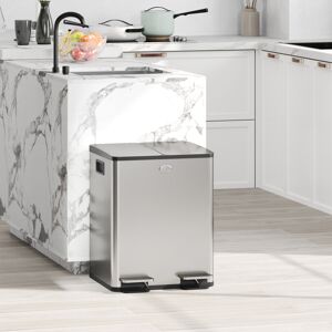 HOMCOM 2 x 20L Dual Kitchen Bin Pedal Bin for Recycling and Waste - Kitchen Bin HOMCOM 2 x 20L Dual Kitchen Bin Pedal Bin for Recycling and Waste - Kitchen Bin