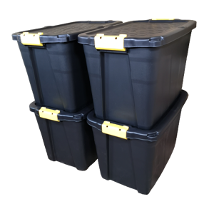 Samuel Alexander 4 x 60L Heavy Duty Storage Tubs Sturdy, Lockable, Stackable and Nestable Design Samuel Alexander 4 x 60L Heavy Duty Storage Tubs Sturdy, Lockable, Stackable and Nestable Design