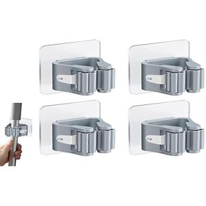 konhill (As show, One size) 4 Pieces Wall Mounted Broom Holder Self Adhesive Mop Holder konhill (As show, One size) 4 Pieces Wall Mounted Broom Holder Self Adhesive Mop Holder