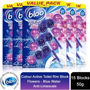 Bloo Colour Active Toilet Rim Block Fresh Flowers Anti-Limescale 3 x 50g 5 Packs Bloo Colour Active Toilet Rim Block Fresh Flowers Anti-Limescale 3 x 50g 5 Packs