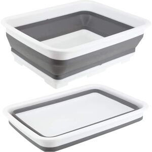 Zuvo Collapsible Washing Up Bowl 10L White and Grey Sink Basin for Camping Trave Zuvo Collapsible Washing Up Bowl 10L White and Grey Sink Basin for Camping Trave