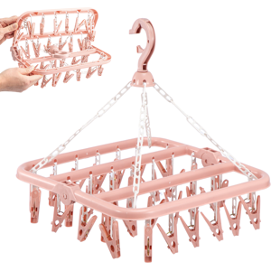 Unbranded (pink) Foldable Sock Dryer with 32 Clips Laundry Hanger Unbranded (pink) Foldable Sock Dryer with 32 Clips Laundry Hanger