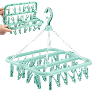 Unbranded (green) Foldable Sock Dryer with 32 Clips Laundry Hanger Unbranded (green) Foldable Sock Dryer with 32 Clips Laundry Hanger