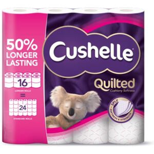 Cushelle Quilted 50% Longer Lasting Toilet Tissue 16 Equals 24 Regular Rolls Cushelle Quilted 50% Longer Lasting Toilet Tissue 16 Equals 24 Regular Rolls