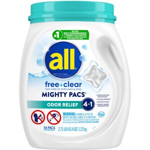 Doc Johnson All Mighty Pacs Laundry Detergent Free Clear Odor Relief Tub 56 Count Doc Johnson All Mighty Pacs Laundry Detergent Free Clear Odor Relief Tub 56 Count
