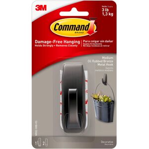 3M Command Medium Modern Reflections Metal Hook Holds up to 5 lb Oil Rubbed Bronz 3M Command Medium Modern Reflections Metal Hook Holds up to 5 lb Oil Rubbed Bronz