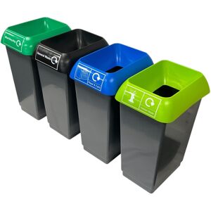Chabrias Ltd Set of 4 50 Litre Recycling Bins with Lids & Stickers Included - Color-Coded Bla Chabrias Ltd Set of 4 50 Litre Recycling Bins with Lids & Stickers Included - Color-Coded Bla