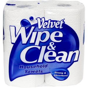 Velvet Wipe & Clean Household Towels 2-Ply Paper Kitchen Cleaning 2 Rolls Velvet Wipe & Clean Household Towels 2-Ply Paper Kitchen Cleaning 2 Rolls
