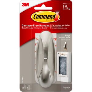 3M Command Large Designer Hook Holds up to 5 lb 1 Wall Hook with 2 Comm 3M Command Large Designer Hook Holds up to 5 lb 1 Wall Hook with 2 Comm