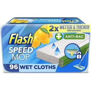 Flash Wet Floor Cleaning Wipes, 96 Cloths (24x4) Antibac Lemon Multi-Surface, Tr Flash Wet Floor Cleaning Wipes, 96 Cloths (24x4) Antibac Lemon Multi-Surface, Tr