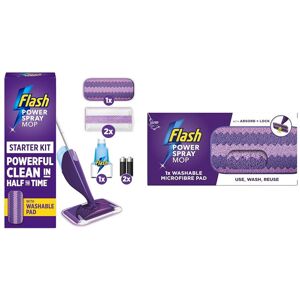Flash Power Spray Mop Starter Kit Bundle Value Pack, 2 Washable Pads + 2 Disposa Flash Power Spray Mop Starter Kit Bundle Value Pack, 2 Washable Pads + 2 Disposa