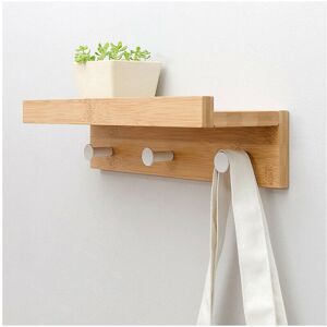 GreenZech (Wood, 2) Mrosaa In-line Partition Wall-mounted Solid Wood Hook Rack Wall Shelf GreenZech (Wood, 2) Mrosaa In-line Partition Wall-mounted Solid Wood Hook Rack Wall Shelf