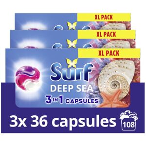 Surf 3 in 1 Deep Sea Laundry Washing Detergent Capsules 108 washes (3x 36 capsul Surf 3 in 1 Deep Sea Laundry Washing Detergent Capsules 108 washes (3x 36 capsul