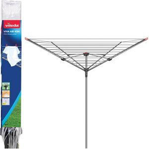 Vileda 4 Arm Rotary Dryer, Outdoor Clothes Airer with 45m washing Line, Silver Vileda 4 Arm Rotary Dryer, Outdoor Clothes Airer with 45m washing Line, Silver