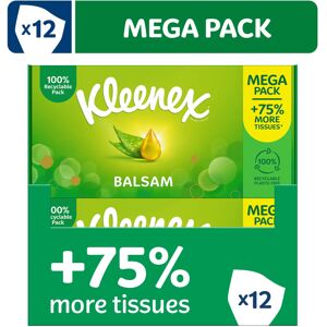 Kleenex Balsam Tissues, Mega Pack - 1,344 Sheets (12 Boxes x 112 Sheets) - Balm Kleenex Balsam Tissues, Mega Pack - 1,344 Sheets (12 Boxes x 112 Sheets) - Balm