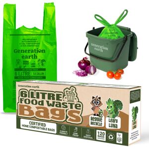 Generation earth 120pcs - 6L Bags - Tie Handle - Home Compostable - Food Waste Generation earth 120pcs - 6L Bags - Tie Handle - Home Compostable - Food Waste